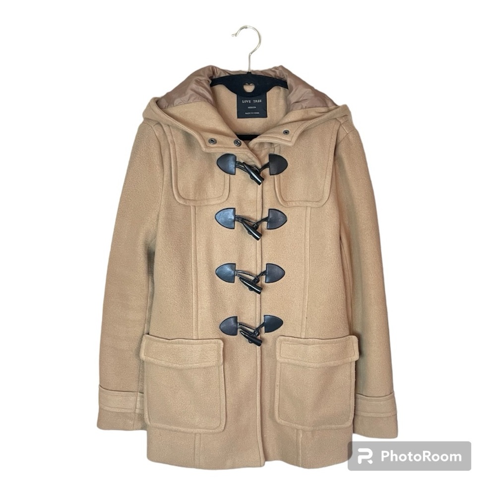 Love Tree Camel Taupe Coat Jacket with Decorative Buttons Snap Closure Medium